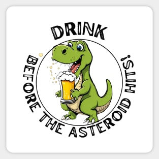 Funny Beer Drink Dinosaur Sticker